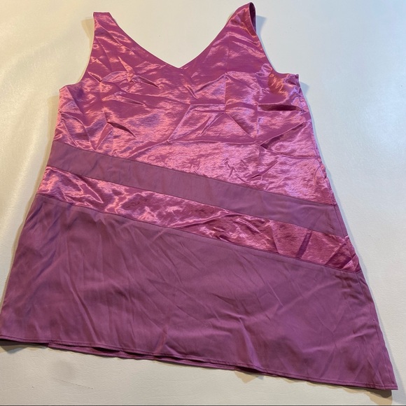 Never Worn $70 Banana Republic XS Asymmetrical Mixed Materials Orchid Sleeveless - Picture 4 of 9